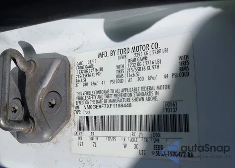 2015 Ford Transit Connect Xlt z USA, uszkodzony, nr VIN NM0GE9F7XF1198448